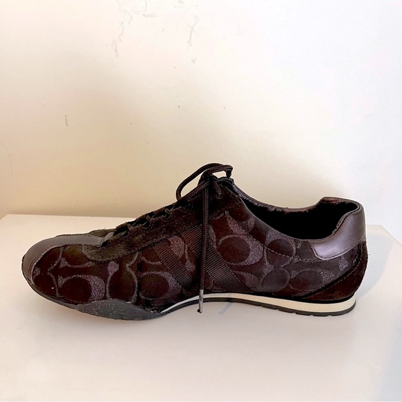 COACH Katelyn Bronze Signature Canvas and Suede Sneaker, Size 8, Excellent - Picture 3 of 7